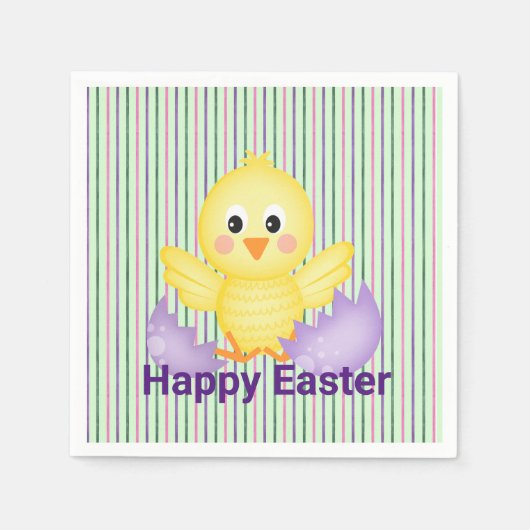 Gelbes Baby und Lila Ei Serviette (Vorderseite)