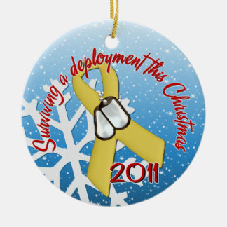 Gelbes Band der ÜberlebenStationierungs-2011 Keramik Ornament