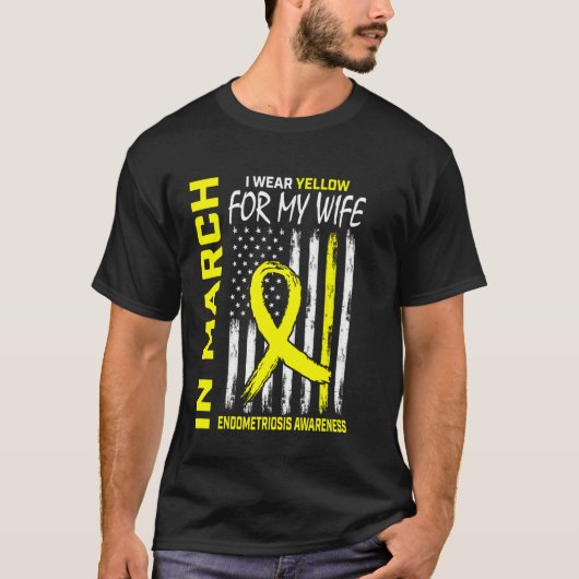 Gelbes Band Endometriose-Bewusstsein Ehefrau Ameri T-Shirt (Vorderseite)