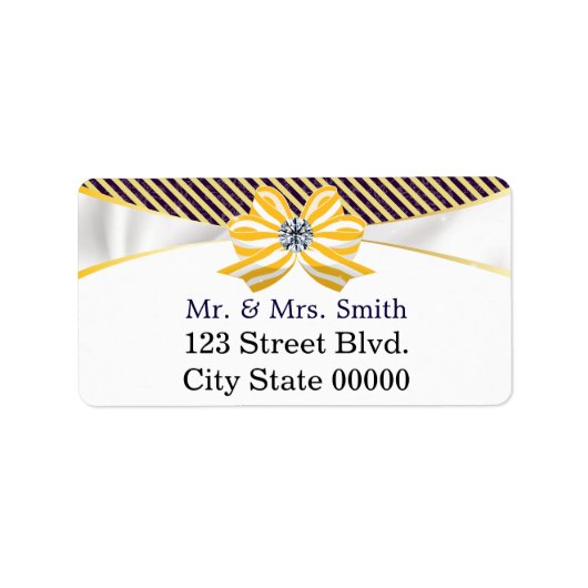 Gelbes Band mit Damaskus-Muster-Variation Adressaufkleber (Vorne)
