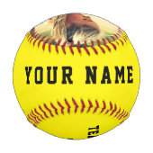 Gelbes Baseball mit Teamname Number-Foto (Rückseite)