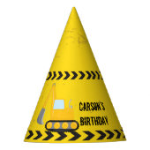 Gelbes Baufahrzeug Kundenspezifischer Kindergeburt Partyhütchen (Vorderseite)