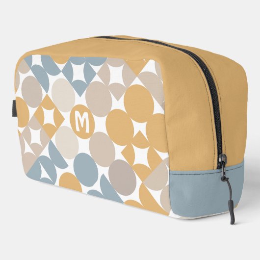 Gelbes Beige Braun Grau Mitteljahrs-Zirkel Muster Waschbeutel (Rechte Ecke)