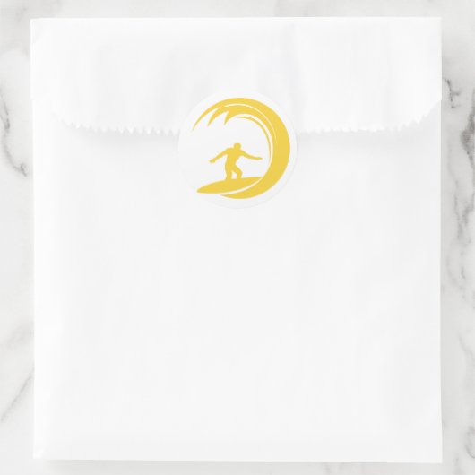 Gelbes Bernsteinsurfen Runder Aufkleber (Tasche)