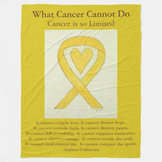 Gelbes Bewusstseinsband Knochenkrebs Herzblanket Fleecedecke (Vorderseite)