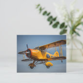 Gelbes Bi-Flugzeug Postkarte (Stehend Vorderseite)
