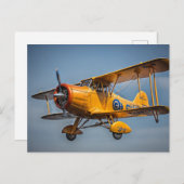 Gelbes Bi-Flugzeug Postkarte (Vorne/Hinten)