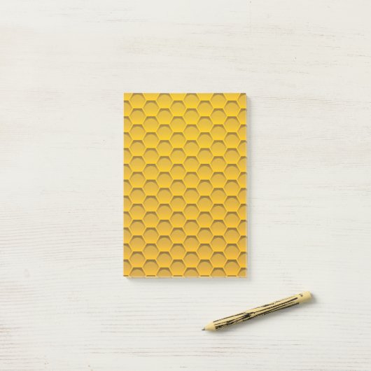 Gelbes Bienenwaben-Muster Post-it Klebezettel (Auf Schreibtisch)