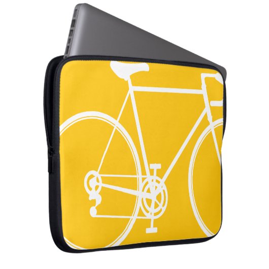 Gelbes Bike-Design Laptop-Sieb Laptopschutzhülle (Vorne Rechts)
