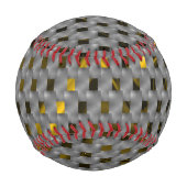 Gelbes Bild unter grauen Tellern, längliche Quadra Baseball (Vorderseite)