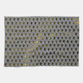 Gelbes Bild unter grauen Tellern, längliche Quadra Geschirrtuch (Horizontal)