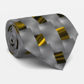 Gelbes Bild unter grauen Tellern, längliche Quadra Krawatte (Gerollt)