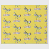 Gelbes Bird Wrapping Paper, 30 in x 2 ft Geschenkpapier (Flach)