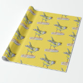 Gelbes Bird Wrapping Paper, 30 in x 2 ft Geschenkpapier (Ungerollt)