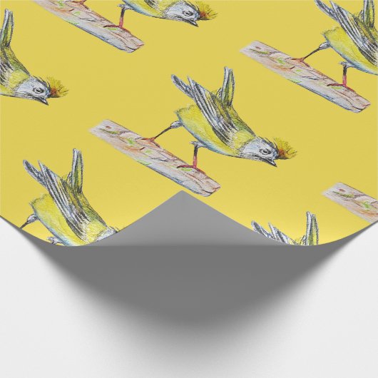 Gelbes Bird Wrapping Paper, 30 in x 2 ft Geschenkpapier (Ecke)