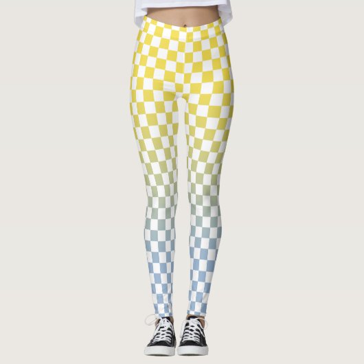 Gelbes bis hellblaues Leuchtmuster Leggings (Vorderseite)