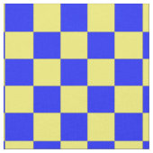 Gelbes blau gekreuztes Blockdruckmuster Stoff (Nahaufnahme)