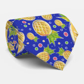 Gelbes blaues Ananas-Pastellmuster Krawatte (Gerollt)