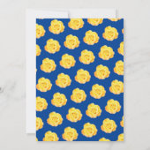 Gelbes blaues Blumenmuster Elegante Hochzeit Einladung (Rückseite)