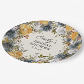 Gelbes blaues Brautparty Pappteller (Schrägansicht)