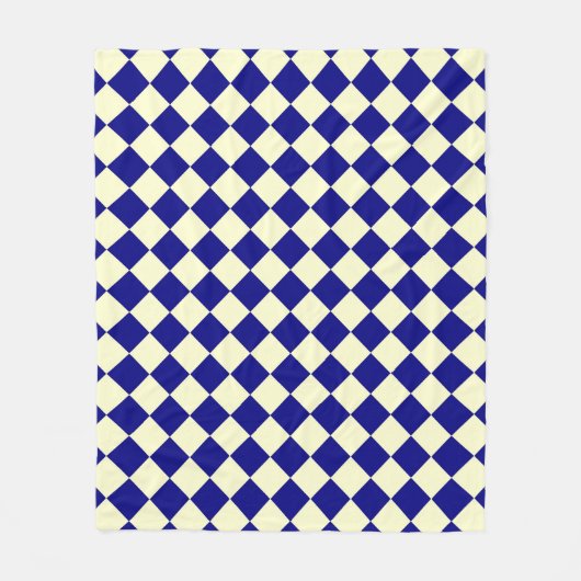 Gelbes blaues Schachbrett Diamant Muster Fleece Bl (Vorderseite)