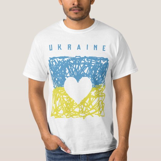 Gelbes blaues ukrainisches Flaggenherz T-Shirt (Vorderseite)