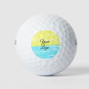 gelbes blaues Wasserfarbe einfaches individuelles Golfball