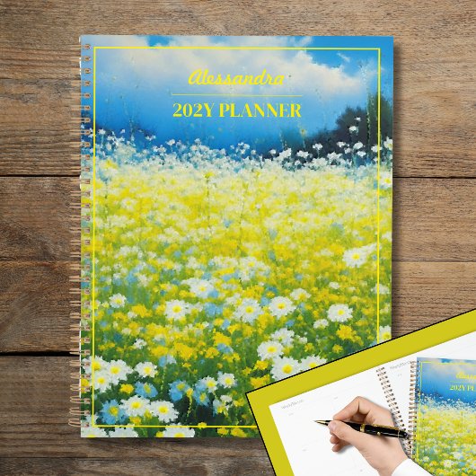 Gelbes blaues Wildblume Planer