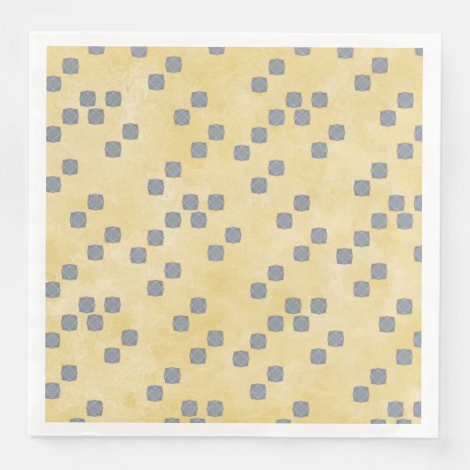 Gelbes, blaugraues, modernes Polka Dots Muster Serviette (Vorderseite)