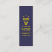 Gelbes Blitzgerät Minimalistischer Blauer Elektrik Mini Visitenkarte (Rückseite)