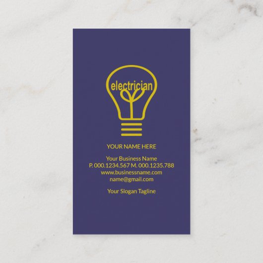 Gelbes Blitzgerät Minimalistischer Blauer Elektrik Visitenkarte (Rückseite)