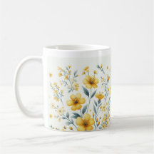 Gelbes Blossom Elegance - Blumencoffee Tasse