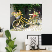 Gelbes Blume-Bike auf der Straße Poster (Heimbüro)