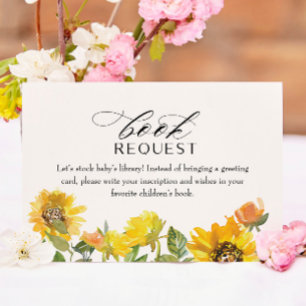 Gelbes Blumenbuch für Babybettkarte Mitteilungskarte