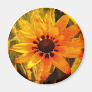 Gelbes Blumenfoto Rundmagnet Magnet