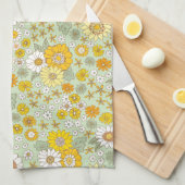Gelbes Blumengartenmuster Geschirrtuch (Viertel Falte)