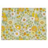 Gelbes Blumengartenmuster Große Geschenktüte (Vorderseite)