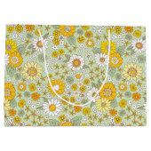 Gelbes Blumengartenmuster Große Geschenktüte (Rückseite)