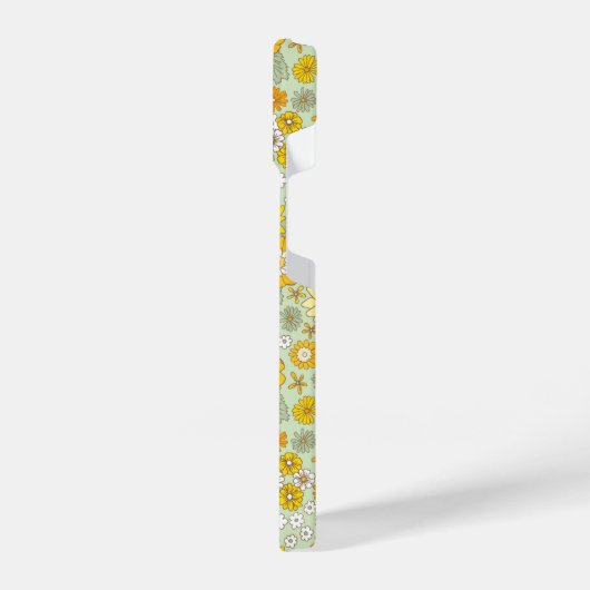 Gelbes Blumengartenmuster iPhone Hülle (Linke Seite)