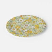 Gelbes Blumengartenmuster Pappteller (Schrägansicht)