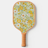 Gelbes Blumengartenmuster Pickleball Schläger (Rückseite)