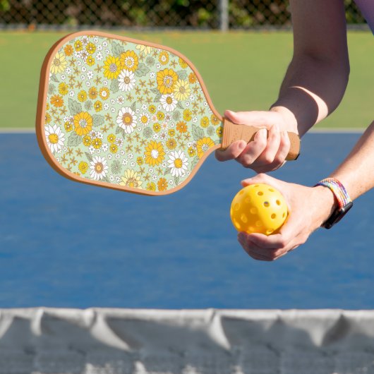 Gelbes Blumengartenmuster Pickleball Schläger (InSitu)