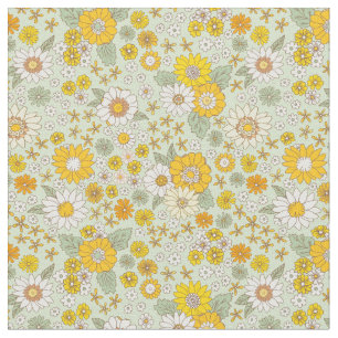 Gelbes Blumengartenmuster Stoff