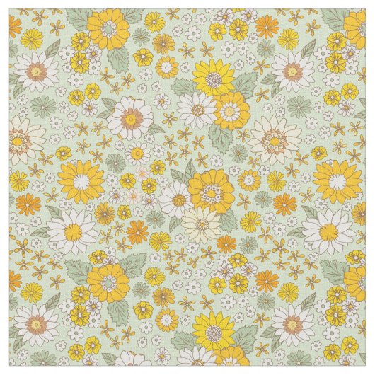 Gelbes Blumengartenmuster Stoff (Nahaufnahme)