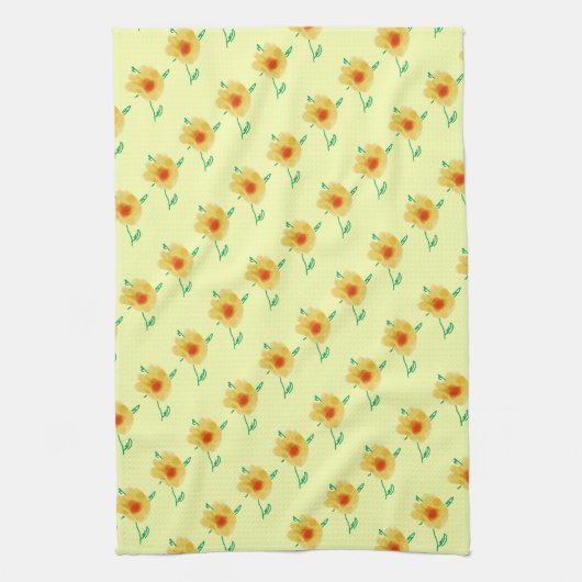 Gelbes Blumenhandtuch Küchentuch (Vertikal)
