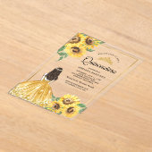 Gelbes Blumenkleid Sonnenblumen Gold Quinceanera Acryleinladungen (Ablage )