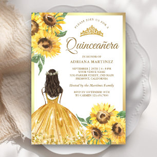 Gelbes Blumenkleid Sonnenblumen Gold Quinceanera Einladung