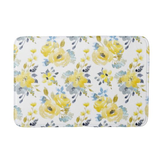 Gelbes Blumenmuster Badematte (Vorderseite)
