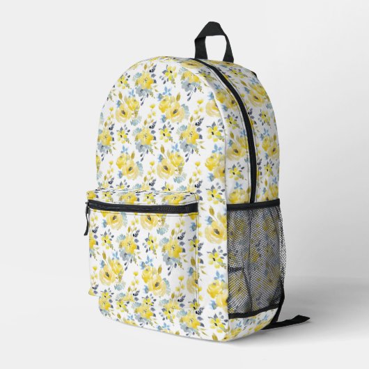 Gelbes Blumenmuster Bedruckter Rucksack (Rückseitige Ecke Rechts)