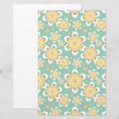 Gelbes Blumenmuster Briefpapier (Vorne/Hinten)